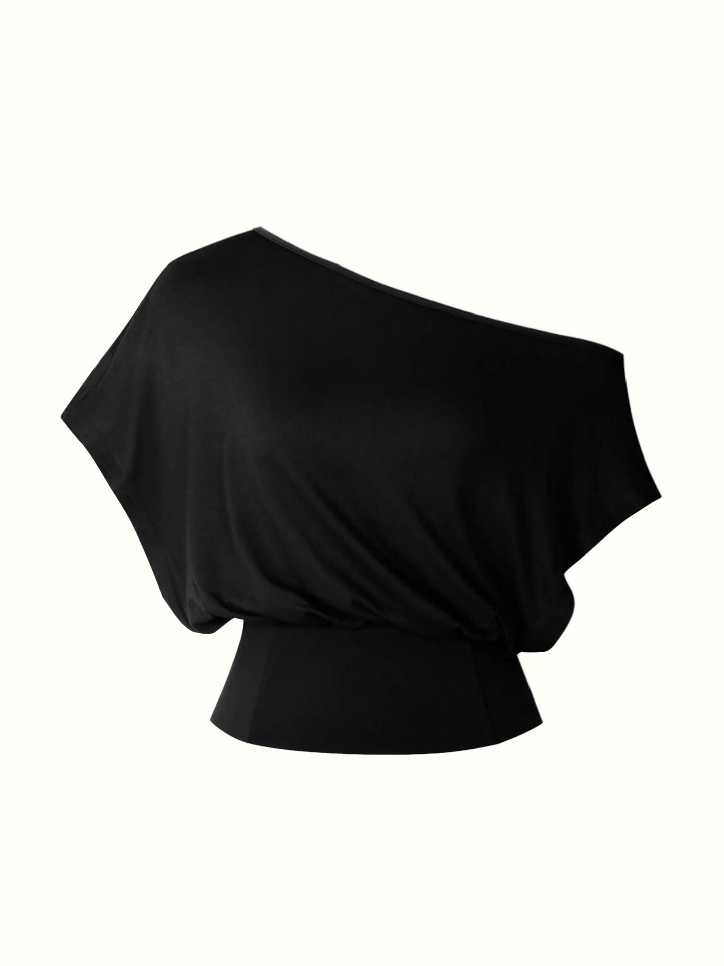 Limited Time Sale Women One Shoulder Split Slim Crop Short Sleeve Fashion Top