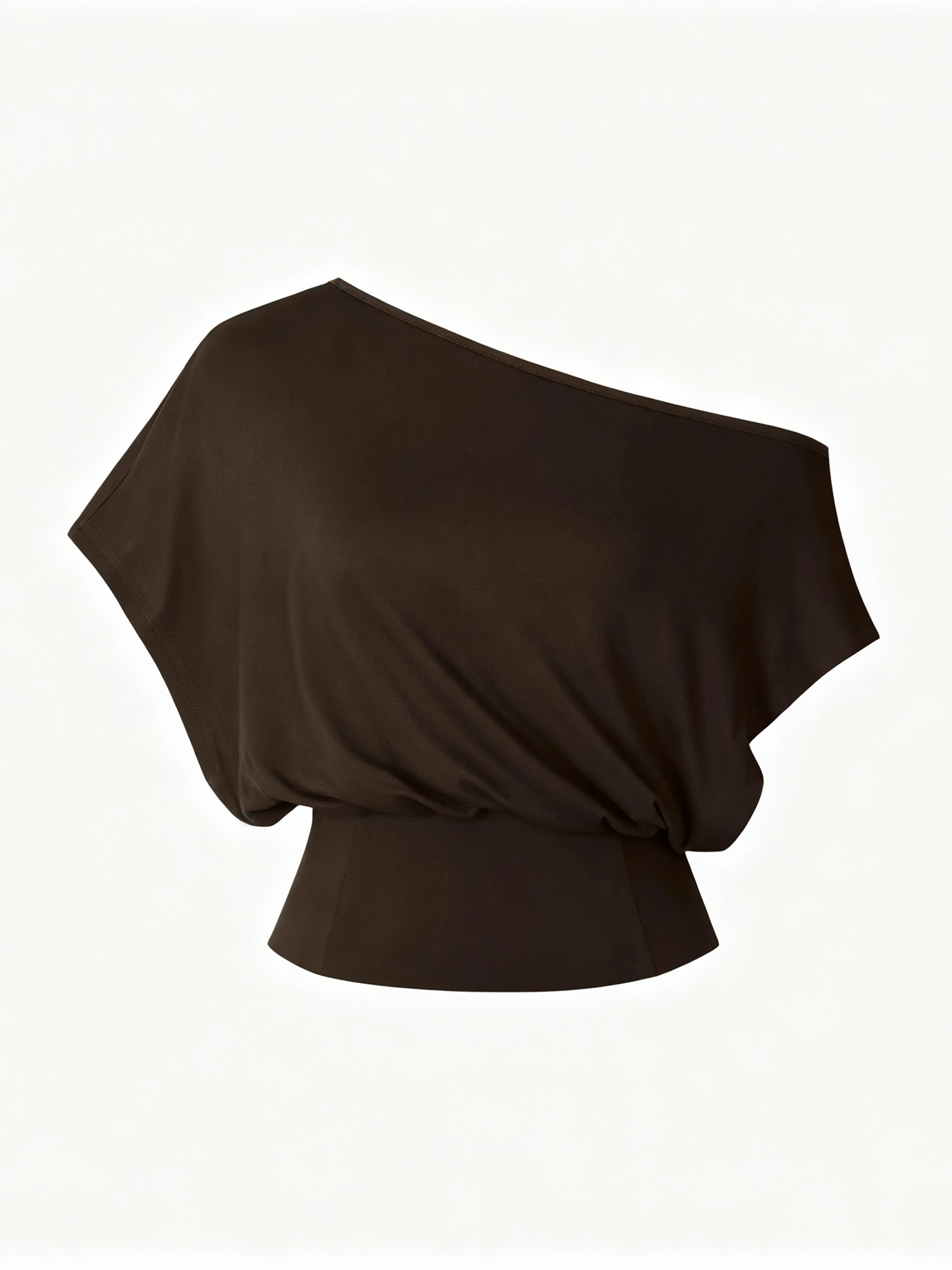 Limited Time Sale Women One Shoulder Split Slim Crop Short Sleeve Fashion Top