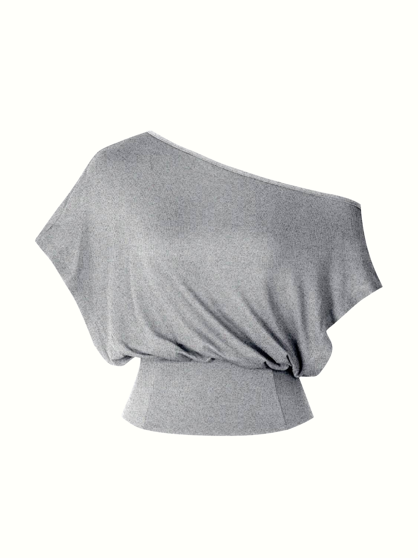 Limited Time Sale Women One Shoulder Split Slim Crop Short Sleeve Fashion Top