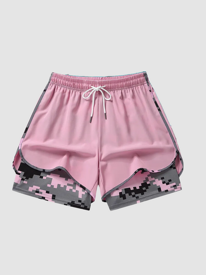 Double Layer Camo Liner Athletic Running Shorts Summer Vacation Outfit