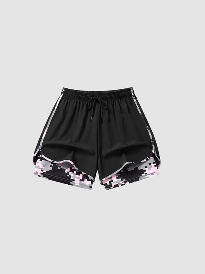 Double Layer Camo Liner Athletic Running Shorts Summer Vacation Outfit