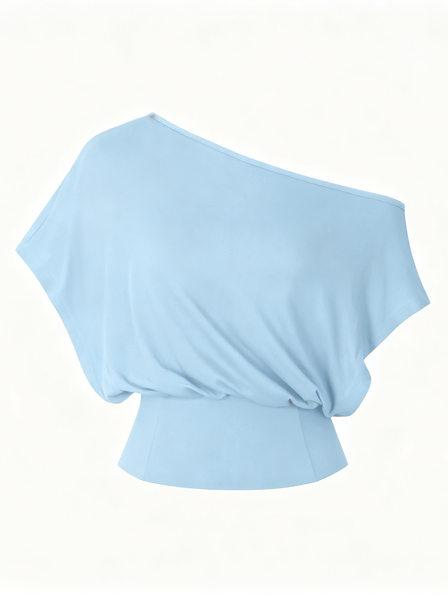 Limited Time Sale Women One Shoulder Split Slim Crop Short Sleeve Fashion Top